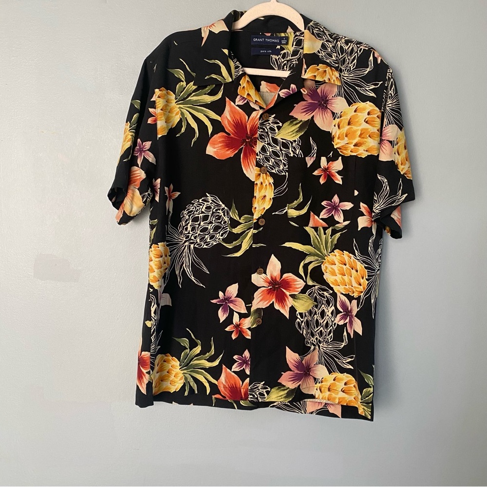 Tropical Floral Men's Shirt 100% silk